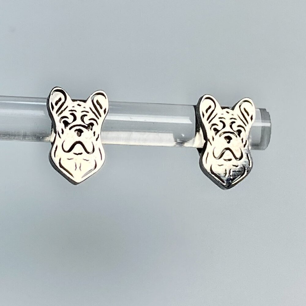 Tiny French Boxer Stud Earrings Stainless Steel
